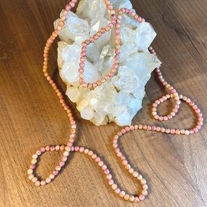 Vintage 1990s Pink Jasper Beaded Hippie Necklace